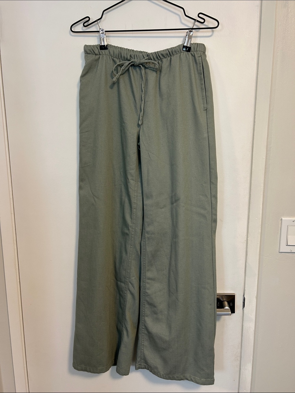 Vanilla Star Sage Green Drawstring Wide Leg Pants